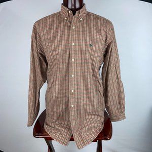 Ralph Lauren Mens L Plaid Collared Button Down
